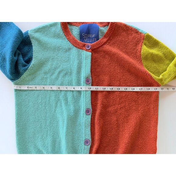 Simon Miller Didi Colorblock Cardigan Sweater in Blue, Orange & Yellow Size L - Picture 13 of 14